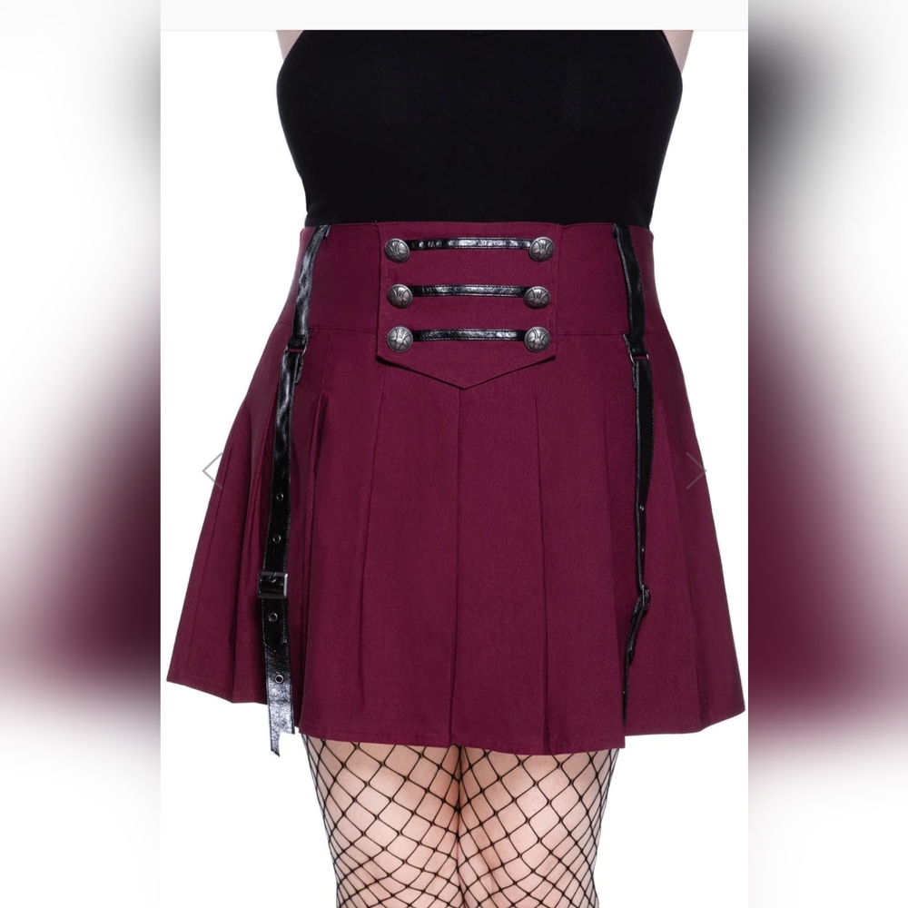 Killstar Plus Size Dark Academy Blood Red Mini Skirt 3XL NWT